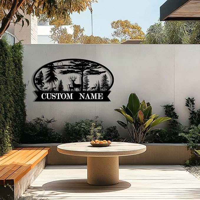Personalized Hunting Metal Signs Outdoor - Custom Deer Antler Wall Art, Last Name Signs for Home, Rustic Cabin & Lodge Decor, Housewarming Gifts - MADE IN USA