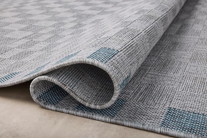 Loloi Amber Lewis Topanga Collection TOP-07 Silver/Blue 6'-7" x 9'-4" Indoor/Outdoor Area Rug