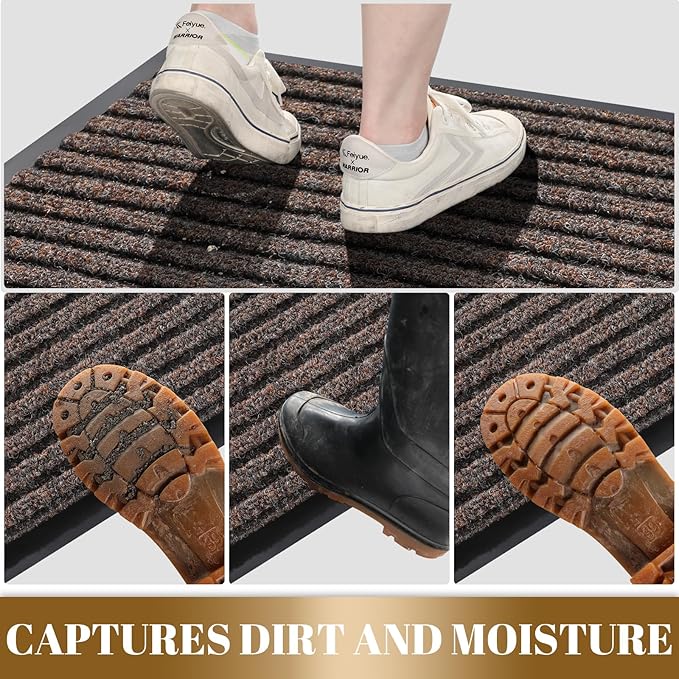 Yimobra Front Door Mat Outdoor Indoor Entrance, 100% Waterproof All-Season All Weather Doormat, Welcome Matt Outside Entry, Non Slip, Low Profile, Heavy Duty Patio Porch Floor Mats,47 x 32