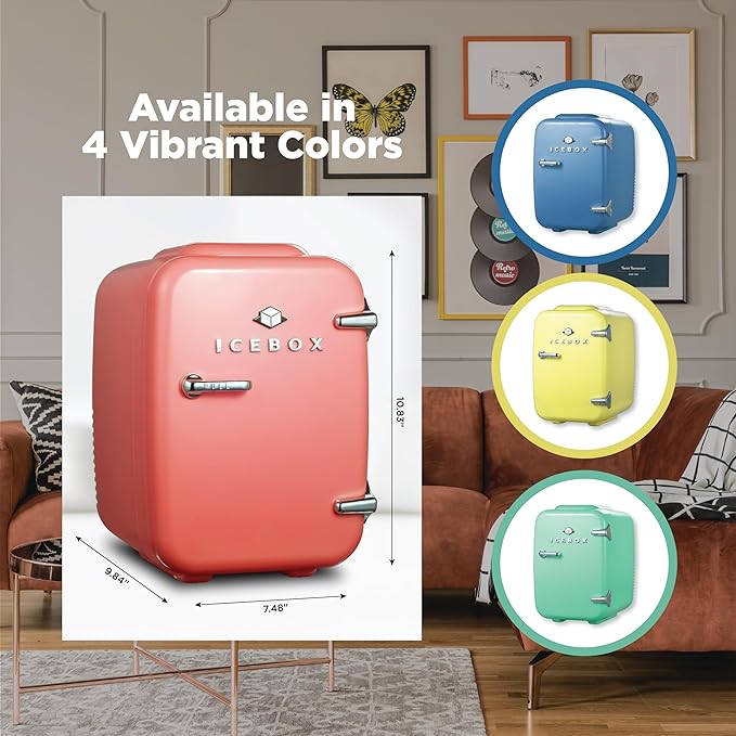IBMF4BLS Fridge for Bedroom, Skincare, Portable Cooler & Warmer for Makeup, for Office & Home Refrigerator, Mini (4 L / 6-Can), Blush Red
