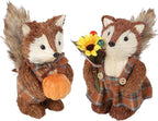 winemana 2 Pack Fall Decor Fox, Thanksgiving Decorations Indoor Sisal Foxes for Home Table Centerpiece Handmade Autumn Woodland Animal Friend Figurines with Pumpkin for Shelf Office Décor