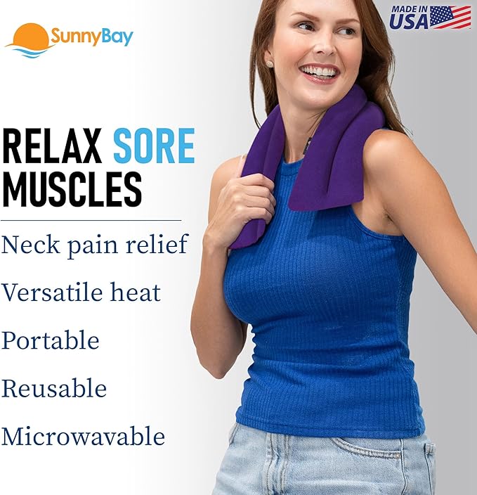 SunnyBay Microwave Heating Pad for Neck and Shoulders, Versatile Bean Bag Moist Heating Pad, Microwavable Neck Wrap, Weighted Hot or Cold Therapy, Made in USA (Purple)