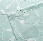 MIUCO Floral Embroidered Semi Sheer Curtains Faux Linen Grommet Window Panel Pair for Kitchen 52 x 63 Inch, Subtle Green