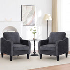 Accent Chair for Living Room, Mid Century Modern Reading Chair for Bedroom, Upholstered Armchair with Side Pockets, Comfy Single Sofa Side Chair for Office, Apartment, Small Room, Dark Grey