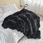 GONAAP Fuzzy Faux Fur Throw Blanket Twin Size Black Super Soft Cozy Plush Fuzzy Shaggy Blanket for Couch Sofa Bed (Black, Twin(60"x80"))