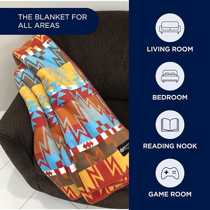 Beacon Blankets Southwestern Wigwam Native American Design Throw - 90" x 90" Blanket Only - Premium Plush Blanket Can be Used for Queen or King Size Bed