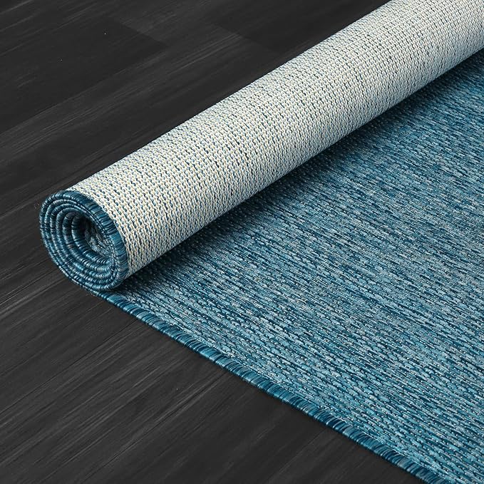 CAMILSON Outdoor Rug 6x9 Modern Area Rugs for Indoor and Outdoor Patios and Porches - Waterproof, Washable, Non-Shedding, Easy-to-Clean Outside Carpet (6 x 9, Solid - Aqua)
