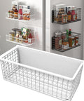 Magnetic Basket Magnetic Fridge Organizer Magnetic Pencil Holder Whiteboard Accessories Home Kitchen Organization (White-High)