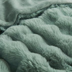 Lotus Karen Faux Fur Throw Blanket Sage Green - Big Bubble Rabbit Fluff Blanket for Couch Bed Sofa,Softest Fluffy Fuzzy Cozy Blanket, Plush Thick Furry Shaggy Warm Blankets for Women,50x60 Inches