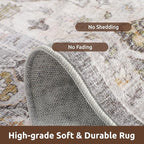AMOAMI-Area Rug 8X10 Rugs for Living Room-Vintage Soft Grey Rugs for Bedroom-Non Slip Carpet-Washable Rug for Dining Room Living Room Bedroom Office Under Table