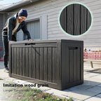 80 Gallon Deck Box Large Outdoor Storage for Patio Furniture,Outdoor Cushions,Garden Tools and Pool Supplies,Waterproof,Resin,Lockable(Black) (Black, 80 Gallon)