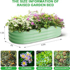 2 Pcs 4.5x2x1.5ft Oval Raised Garden Bed,Galvanized Raised Beds,Open-Ended Base Metal Raised Planter Beds,Garden Bed Outdoor,Planter Raised Boxes for Vegetables,Flowers,Tool-Free Asse,Green