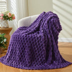 NEWCOSPLAY Super Soft King Blanket Purple Premium Silky Flannel Fleece 3D Clouds Stylish Jacquard Lightweight Bed Blanket All Season Use 350GSM (Purple, King(90"x110"))