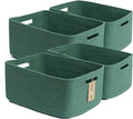 Large Storage Baskets for Organizing, Closet Shelf Baskets for Clothes Blanket Towels, Baby Nursery, Toy Bins Box, Woven Rope Baskets, 17 x 13 x 7.5”, 4 Packs Green
