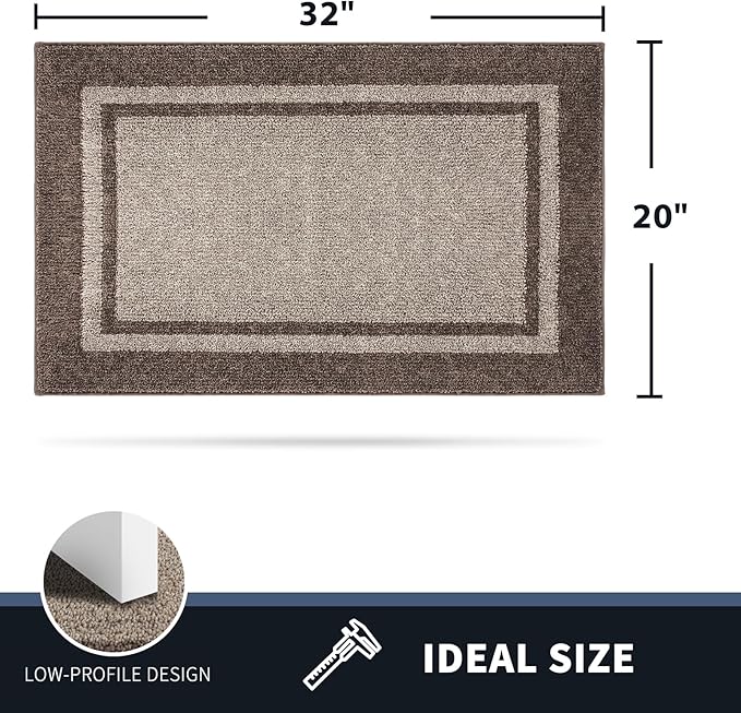 PURRUGS Dirt Trapping Door Mat 20" x 32", Non-Slip/Skid Machine Washable Entryway Rug, Shoes Scraper, Area Rug, Super Absorbent Welcome Mat for Muddy Wet Shoes and Paws, Beige & Grayish Brown