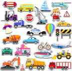 Window Clings Stickers for Kids Window Gel Clings Decals Thick Gel Clings Toddlers and Adults Classroom Home Nursery Airplane Birthday Party Supplies (City Transportation)