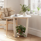 Rustic Farmhouse End Table Set of 2 with Storage Shelf - White Distressed