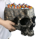 7lb Capacity Extra Large Halloween Skull Candy Dish - Deep Skull Head Halloween Candy Bowl Holder Artificial Resin Skulls Decor Indoor Outdoor Table Centerpieces Flower Pot Plant Office Pen Holder