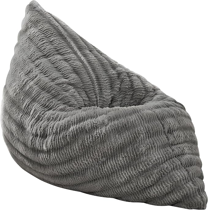Hobestluk 3 in 1 Bean Bag Chair Giant Bean Bag Chairs for Adults with Ripple Cover Convertible Bean Bag Floor Cushion with Machine Washable Cover for Living Room (Ripple Grey)