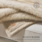 Luxury Faux Fur Throw Blanket, Soft Fluffy Faux Mink Blankets for Bed, Couch, Sofa, Thick Cozy Plush Warm Fur Throws with Reversible Velvet, Tipped Golden Fox, 60"x80"