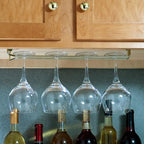 TrueCraftware- 16-Inch Wine Glass Rack Brass Finish Set of 2- Stemware Rack Wire Hanging Rack Under Cabinet Wine Glass Stemware Holder Glass Storage Hanger Organizer for Kitchen and Bar
