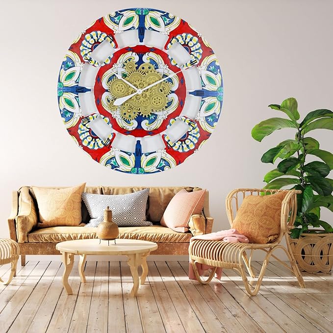 The Gears Clock Wall Clock Italy Collection with Moving Gears (Furore, 36 inch Round)