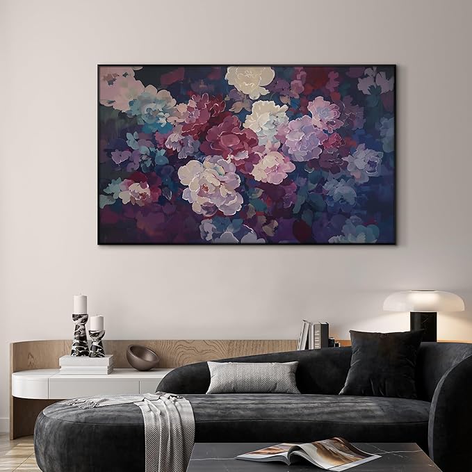 SIGNWIN 30"x60" Extra Large Framed Wall Art Bold Peony Bloom in Colorful Impressionist Style, Lush Floral for Home Living Room Bedroom Decor (Frame Assembly Required)