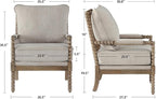 DUHOME Linen Fabric Spindle Accent Chair with Wood Frame,Modern Accent Chairs with Padded Spring Seat and Brushed White Base for Living Room Bedroom Farmhouse Home Office Belcony
