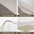BALEINE 3 Pack Fabric Storage Bins for Shelves, Linen Storage Baskets for Organizing, Decorative Closet Bins for Clothes, Home (Brown, 12"x8"x8")