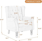 UIXE High Back Accent Chair, Upholstered Armchair in Fabric, Retro Wingback Arm Chair for Living Room, Comfy Single Sofa Bedroom Reading Seat with Solid Wood Legs - Brown