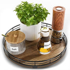 Acacia Wood 10" Lazy Susan Turntable Organizer for Table Top, Farmhouse Round Wooden Lazy Susan for Cabinet Kitchen Centerpieces Coffee Table, for Condiments Spices, Bathroom Vanity Tray Decor