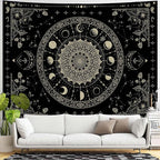 Lunerfex Mandala Moon Tapestry Boho Tapestry for Bedroom Black Tapestries Wall Hanging Living Room Wall Art and Home Decor 44x60