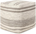 REDEARTH · Tufted Pouf Ottoman with Filler Textured Storage Cube Bean Bag Pouffe Footrest for Living Room, Bedroom, Nursery, Kidsroom; 100% Cotton (17.5"X17.5"X17.5", Melange Delight Taupe)