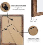 5x7 Picture Frame Set of 4, 5 x 7 Wood Photo Frames with Mat for 4x6, Natural Wooden Frame with Real Glass Cover for Wall and Tabletop Display,Rustic Brown