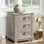 Farmhouse Night Stand Set of 2, 18" End Table with 3 Drawer Metal Handle, Dresser for Bedroom, Sofa Bed Side Table Chest of Drawers,Wood Nightstand Cabinet for Organizer, Living Room-Oak