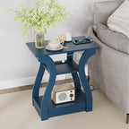 End Tables Living Room, End Table end Table with Charging Station and USB,Navy Blue Side Table, Nightstand for Bedroom,3 Tier End Table with Storage Shelf for Living Room