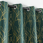 Grommets Blackout Long Window Curtains Green Gold-52W*84L 2PCS Drapes for Bedroom