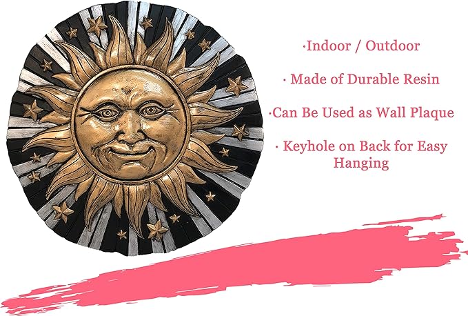 Spoontiques - Garden Décor -Sunface Stepping Stone - Decorative Stone for Garden