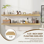 55 Inch Floating Shelves, 3D Textured Wood Grain, 55"x9.25"x1.5" Inch Deep Floating Shelves for Wall, Wooden Shelves for Bathroom, Bedroom, Living Room, Natural