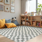 jinchan 5x7 Checkered Area Rugs for Kids Room - Machine Washable Soft Rug Modern Geometric Lattice Non-Slip Carpet for Nursery Playroom Classroom Living Room Bedroom Dining Room Home Office Grey