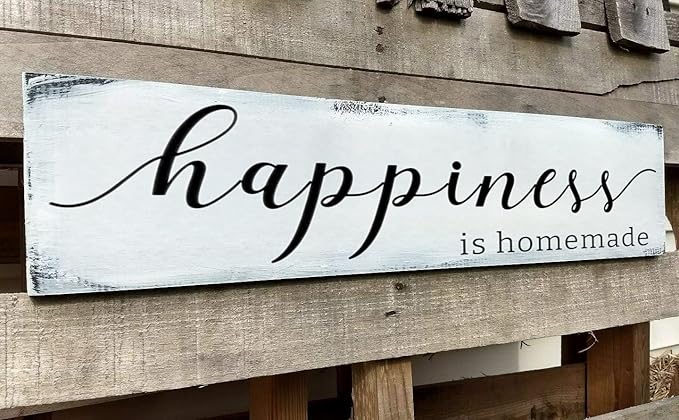 Happiness is Homemade Sign, Farmhouse Kitchen Sign,Rustic Wooden Kitchen Wall Decor for Dining Room (Happiness) 4x16 Inch