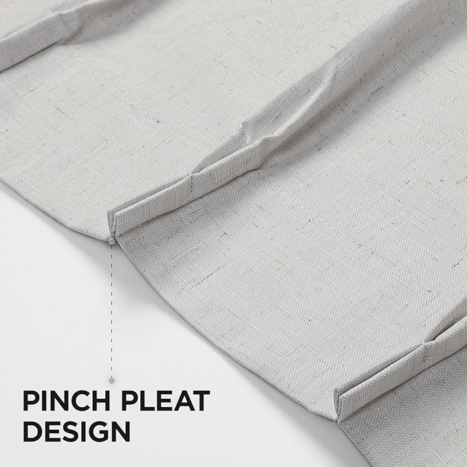 Joydeco Pinch Pleated Linen Curtains for Living Room, 100% Blackout Darkening Curtains 72 inches Length 2 Panel Thermal Insulated Pinch Pleat Drapes(Ivory,40'' Wx72'' L)