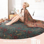 Boho Throw Blanket for Bed - 100% Pure Cotton Ultra Soft Rustic Quilt - Farmhouse Decor Bed Blankets, All Season Rustic Throw for Sofa Couch Chair(80''x 90'', Floral)