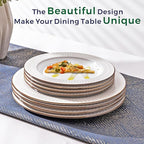 GBHOME Ceramic Dinnerware Sets,12 pcs Embossed Elegant Stoneware Plates and Bowls Sets, Housewarming Wedding Gift | Dishwasher & Microwave Safe | Dishes Set Service for 4