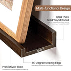 Picture Ledge Shelf, Solid Pine Wood Floating Shelves Set of 4, 16 Inches Nursery Book Shelves for Toys Storage, Kids Bookshelf Wall Mounted for Living Room Decor Photo Frames, Walnut