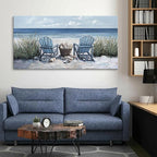 HGUAOA Coastal Wall Art - Large Landscape Wall Pictures for Living Room, Bedroom Pictures, Ocean Beach Artwork, Blue Wall Art, Above Bed Decor, Coastal Landscape Wall Decor, Beach Pinting