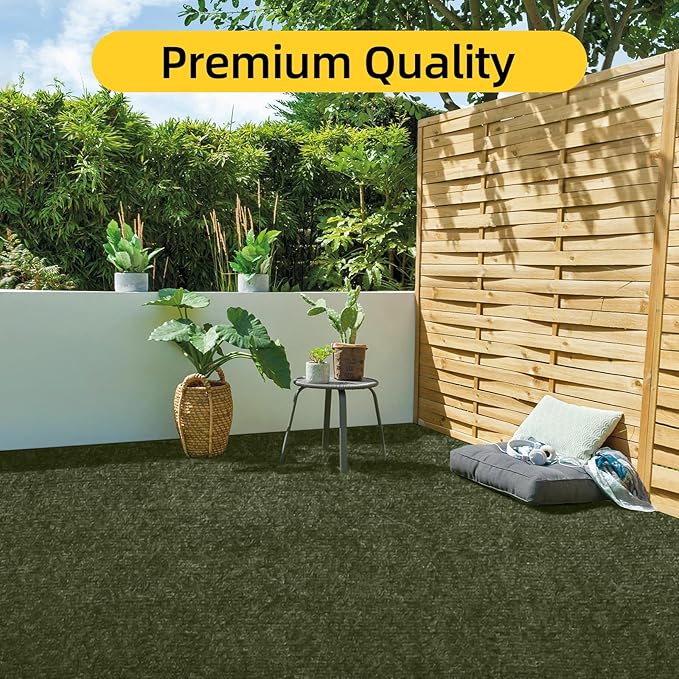 Marine Carpet,5 FT x 15 FT Olive Green Indoor Outdoor Carpet 0.2" Thick with Water-Proof TPE Backing, Non-Slide for Home, Patio, Porch, Deck