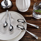 KEAWELL Premium 20/45/65 Piece Louis Hammered Silverware Set with Squared Edge, 18/10 Stainless Steel, Service for 4/8/12, Fine Flatware Set, Dishwasher Safe (65)