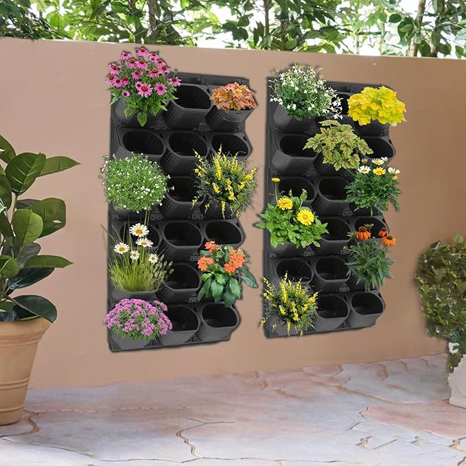 Self Watering Wall Planter | 36 Pots Vertical Garden Planter for Indoor Plants | wall-Mounted Stackable Wall planter | Hanging Plant Flower Pot Holder | 10.56 Fl Oz Each Individual Pot | Black