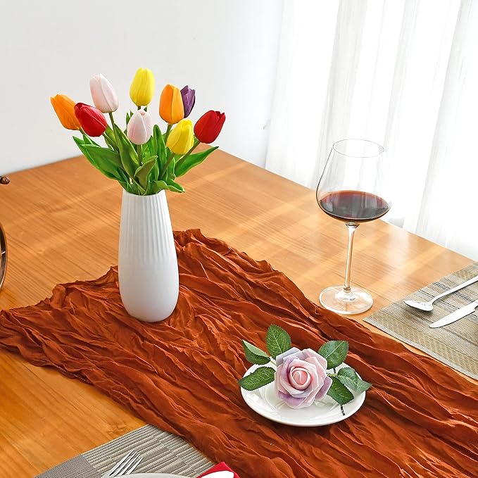 Mandy's Artificial Tulips 28 Stems Multicolor PU Faux Flowers for Wedding Home Decor 13.5 Inch